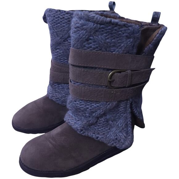 Muk Luks Shoes - Muk Luks Nikki Convertible Knit Winter Boots Sz 7 Belt Wrap Lace Sweater Style